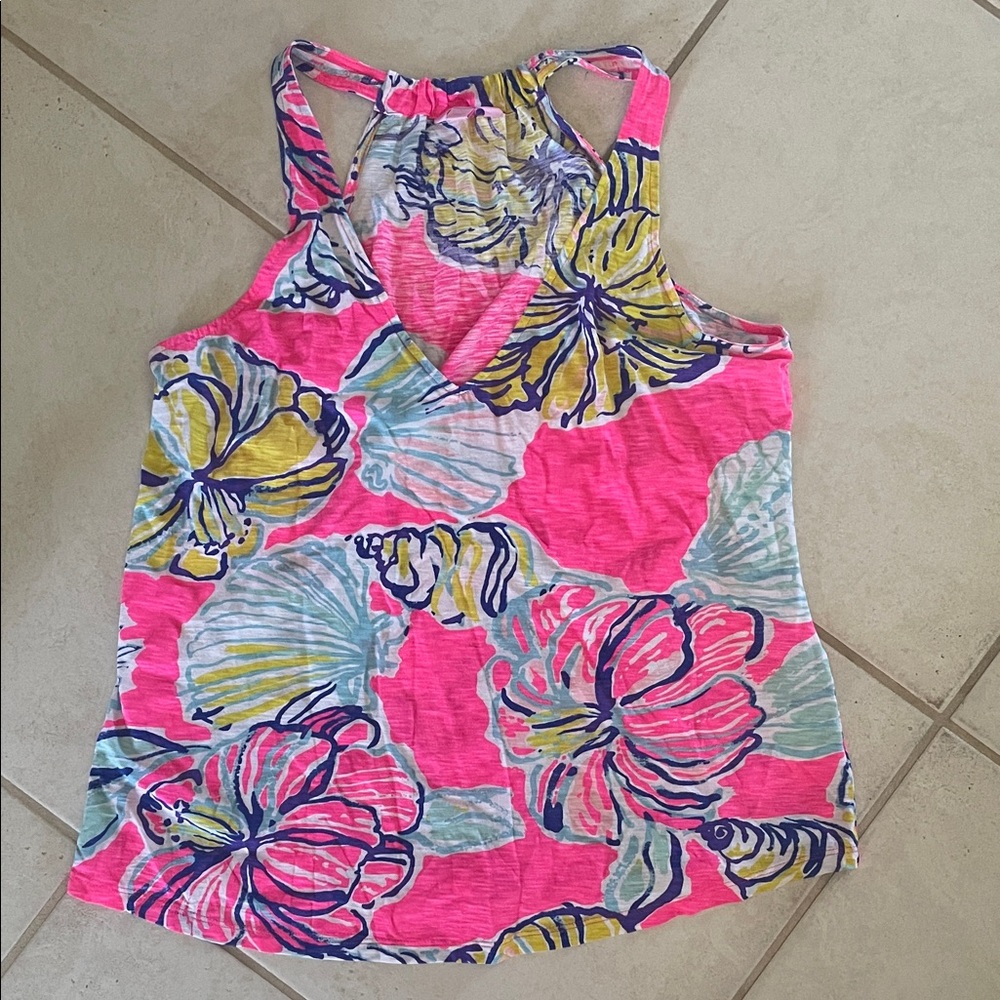 Lilly Pulitzer Pink and Yellow Floral Tank Top